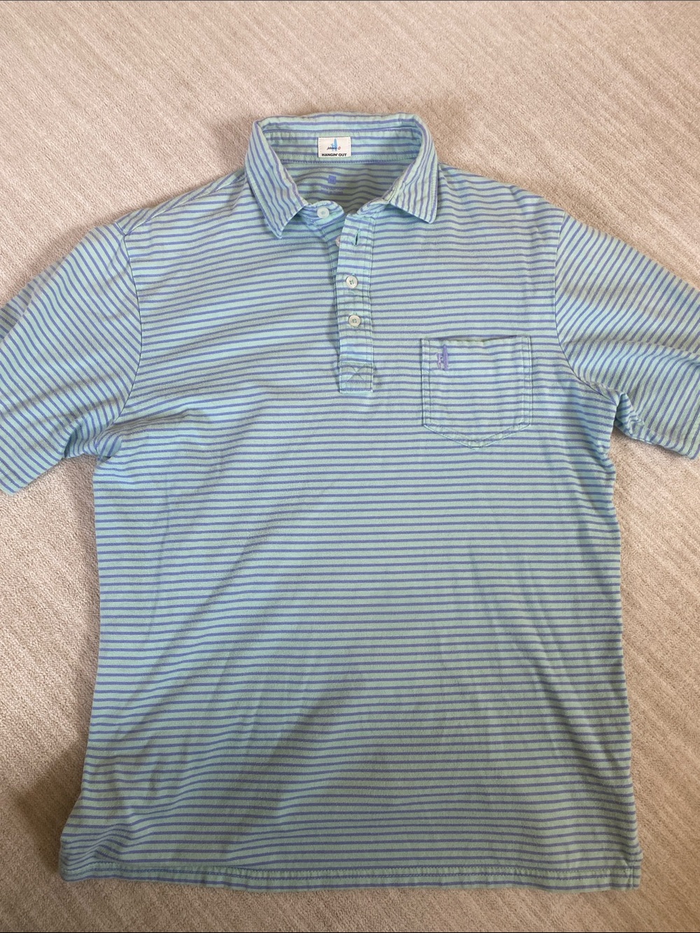Men's Light Blue Striped Polo Shirt